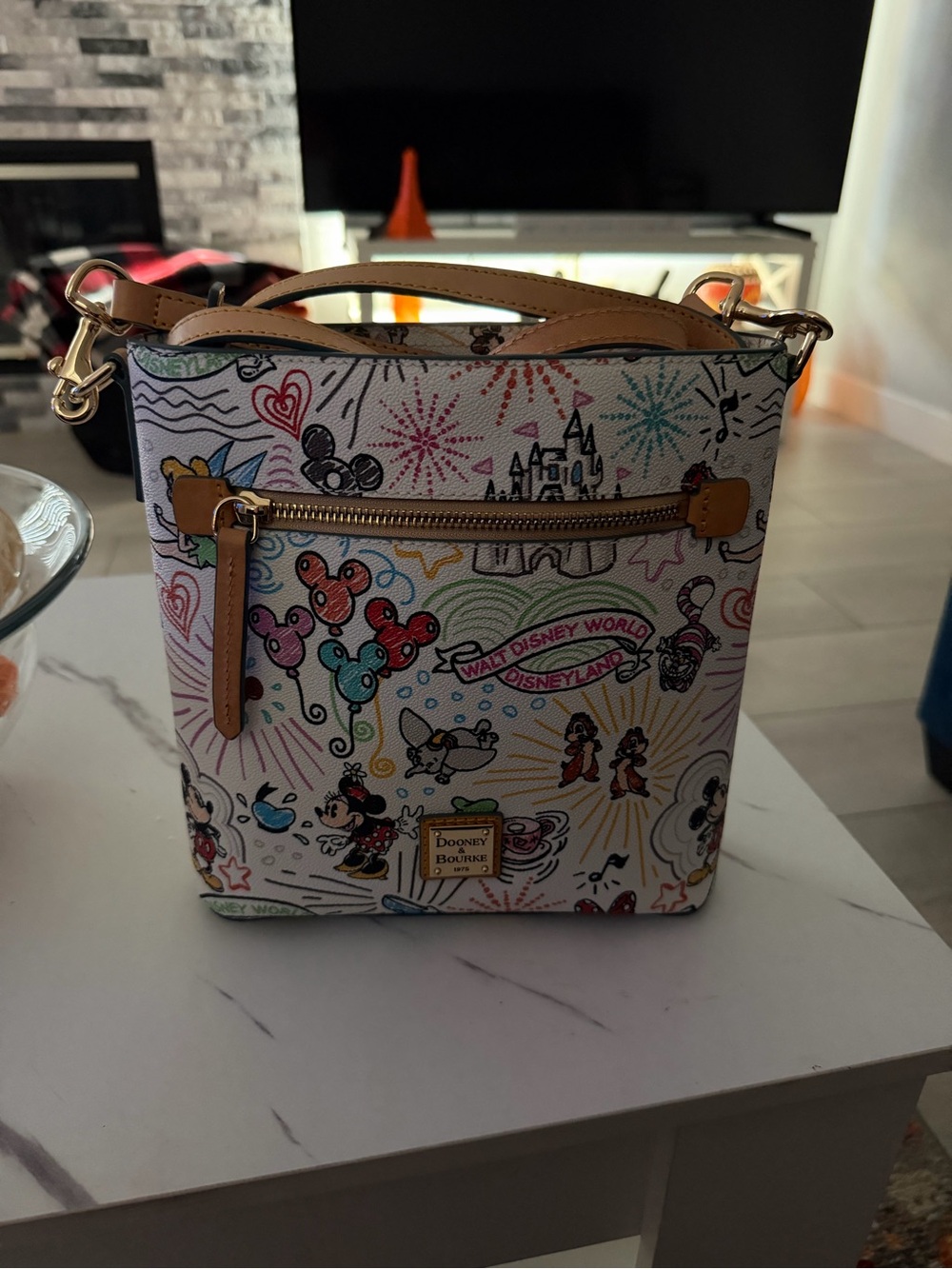 Dooney & Bourke White Multi-Color Disney Sketch Crossbody Bag